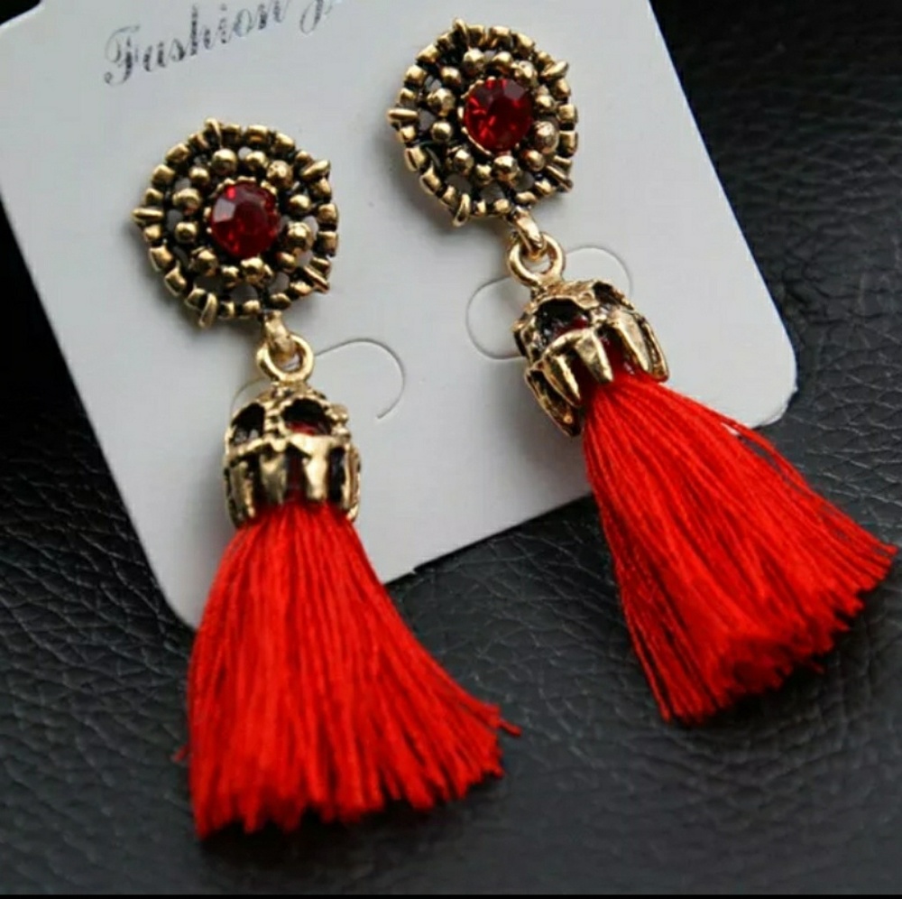 Red Tassel Earrings